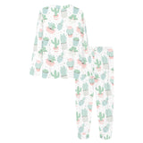 Pastel color cactus pattern Women's All Over Print Pajama Set