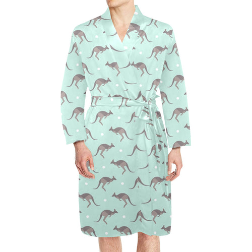 Kangaroo pattern background Men's Long Sleeve Belted Night Robe