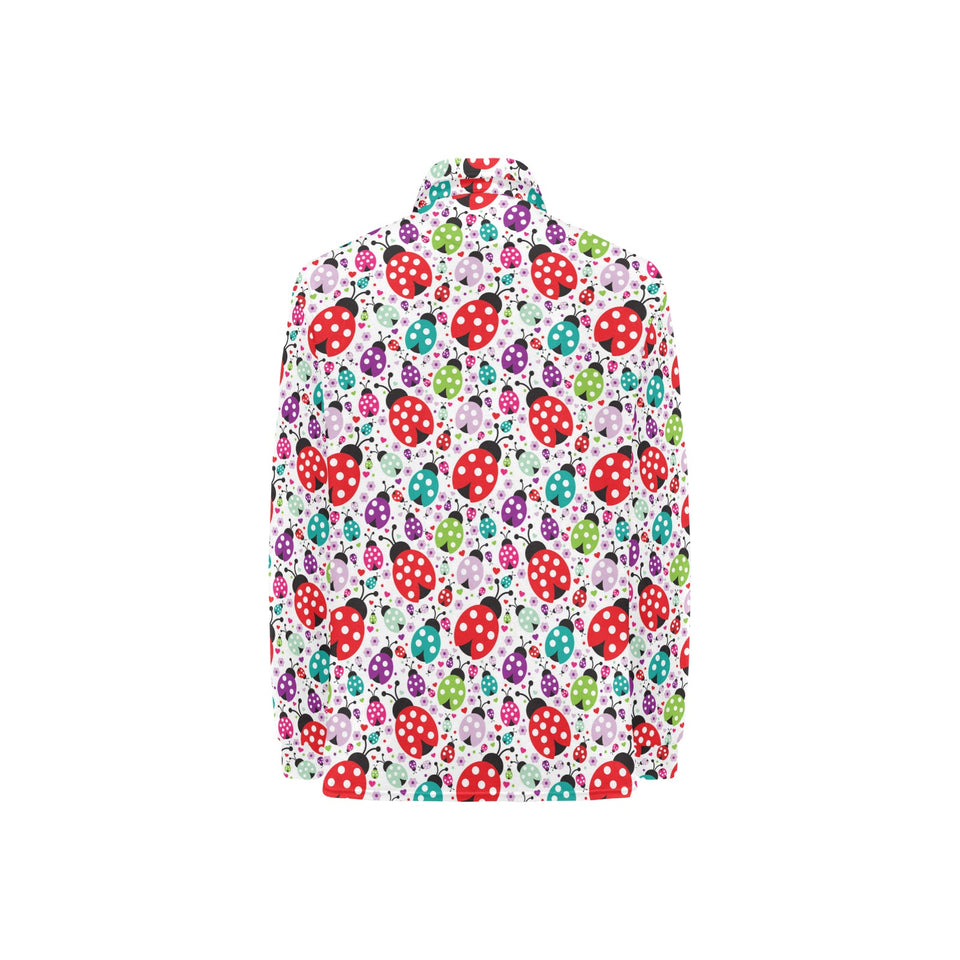 Ladybug Pattern Print Design 03 Women's Long Sleeve Polo Shirt
