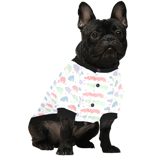 Hippopotamus Pattern Print Design 03 All Over Print Pet Dog Round Neck Fuzzy Shirt