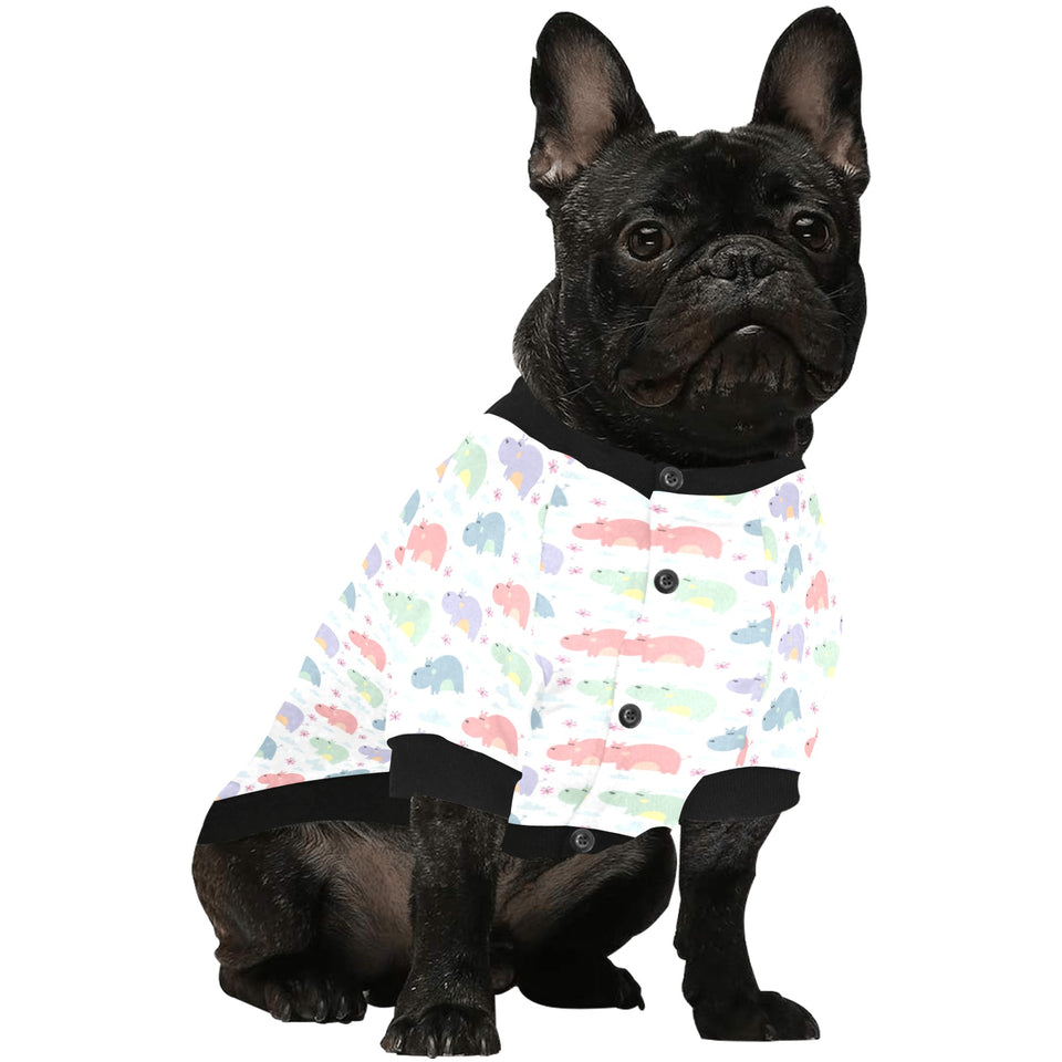 Hippopotamus Pattern Print Design 03 All Over Print Pet Dog Round Neck Fuzzy Shirt