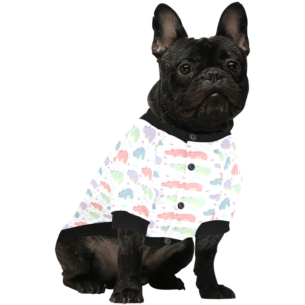 Hippopotamus Pattern Print Design 03 All Over Print Pet Dog Round Neck Fuzzy Shirt