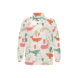 Cute whale pattern Men's Long Sleeve Polo Shirt