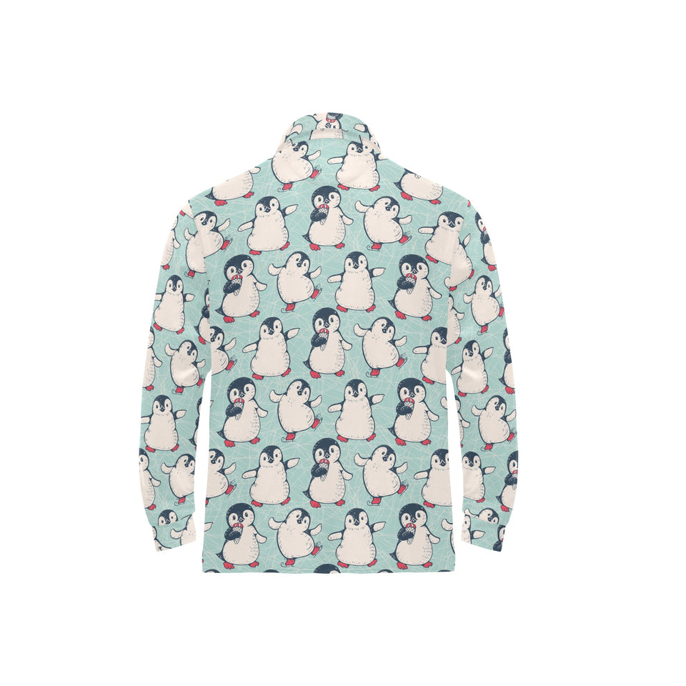Cute Penguin pattern Men's Long Sleeve Polo Shirt