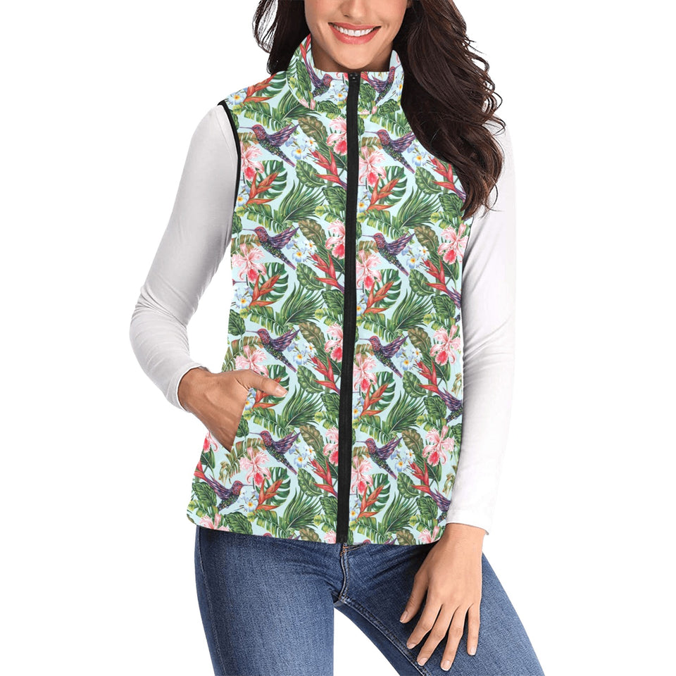 Hummingbird Pattern Print Design 05 Women's Padded Vest