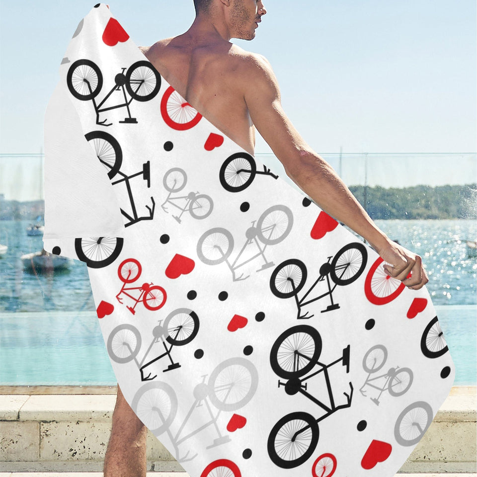 Bicycle Pattern Print Design 04 Beach Towel