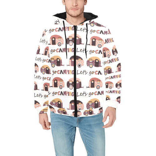 Camper Van Pattern Print Design 01 Men's Padded Hooded Jacket