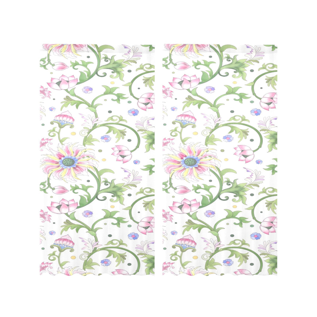 Beautiful pink lotus waterlily leaves pattern Gauze Curtain
