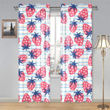 Strawberry pattern blue lines background Gauze Curtain