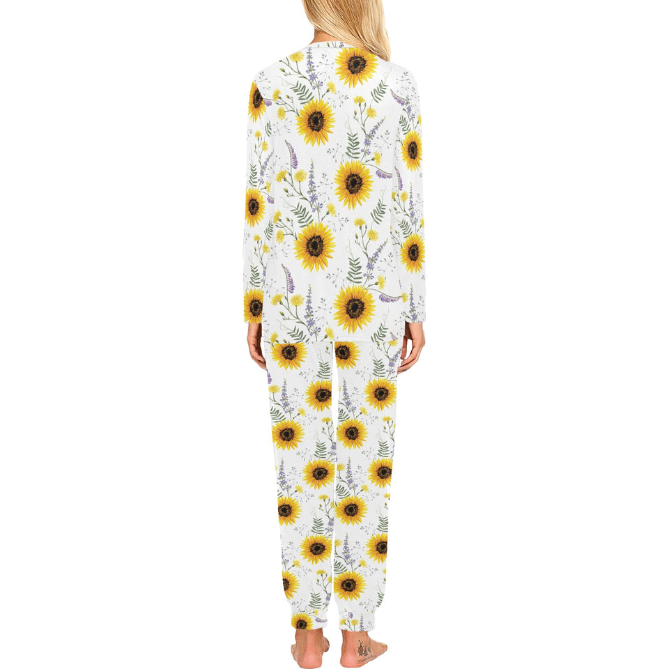 beautiful sunflowers pattern Women's All Over Print Pajama Set