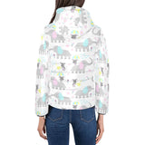 Cute elephant mouse pattern Women's Padded Hooded Jacket