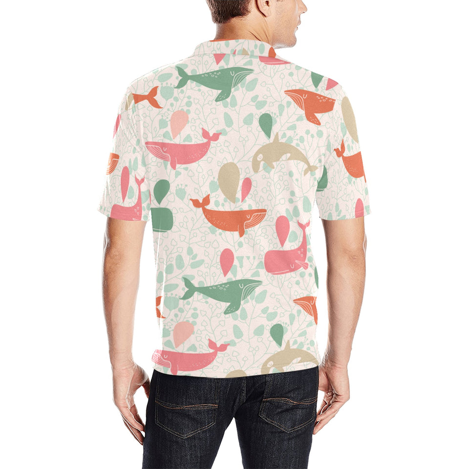 Cute whale pattern Men's All Over Print Polo Shirt