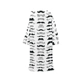 Mustache Beard Pattern Print Design 04 Blanket Robe with Sleeves