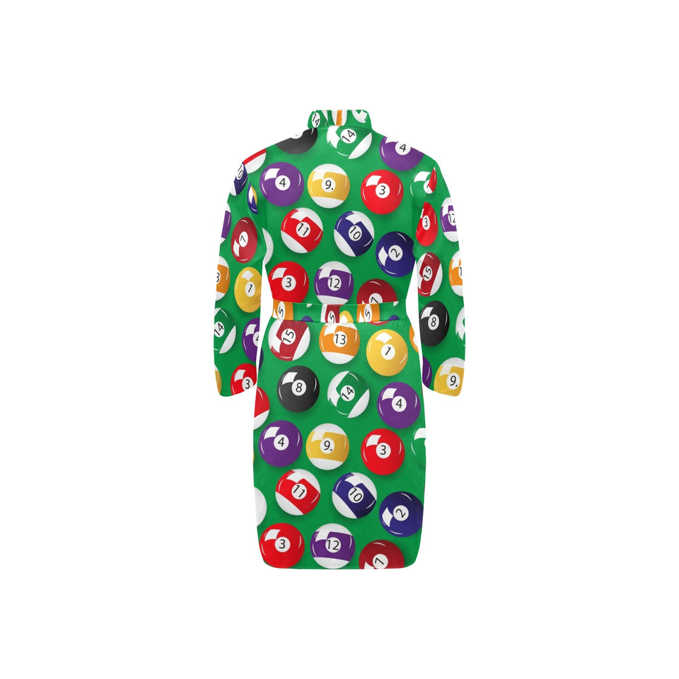Billiard Ball Pattern Print Design 02 Men's Long Sleeve Belted Night Robe