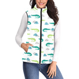 watercolor crocodile pattern Women's Padded Vest