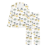 Silhouettes of goat and tree pattern Women's Long Pajama Set