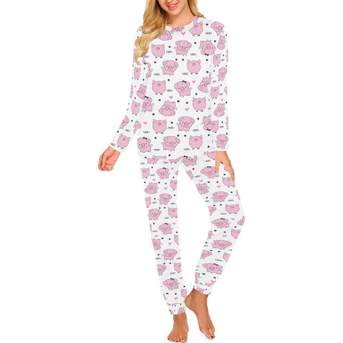 Pig Pattern Print Design 03 Women's All Over Print Pajama Set