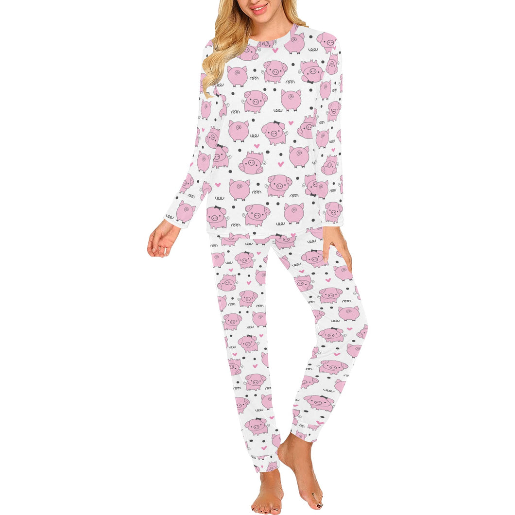 Pig Pattern Print Design 03 Women's All Over Print Pajama Set