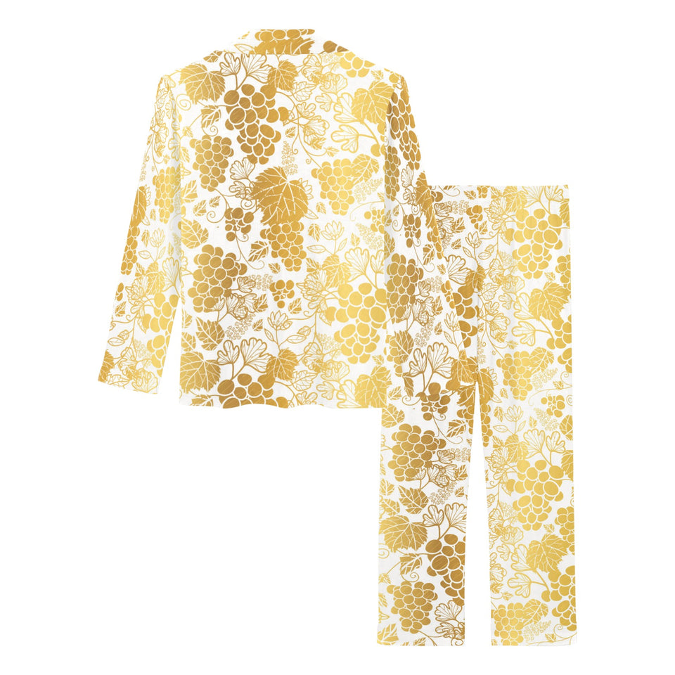Gold grape pattern Women's Long Pajama Set