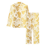 Gold grape pattern Women's Long Pajama Set