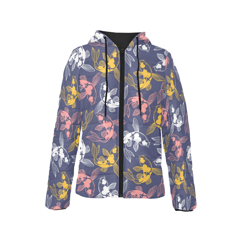 Koi Fish Carp Fish pattern Women's Padded Hooded Jacket