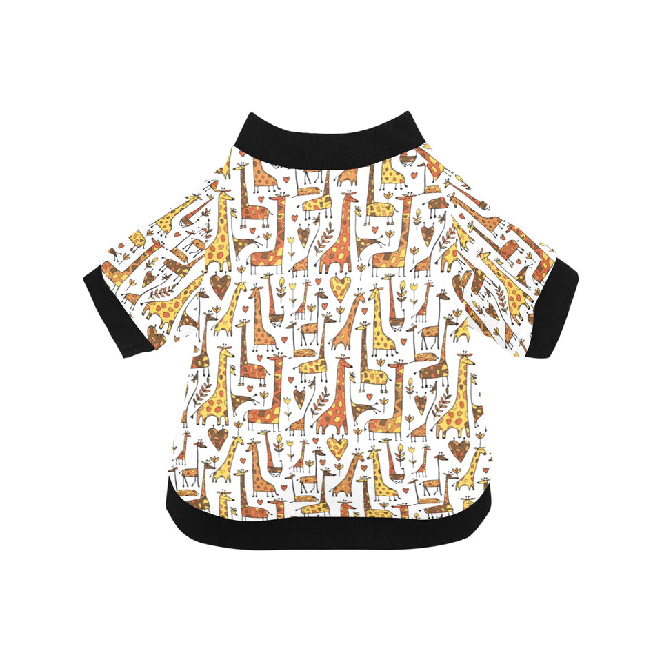Giraffe Pattern Print Design 04 All Over Print Pet Dog Round Neck Fuzzy Shirt