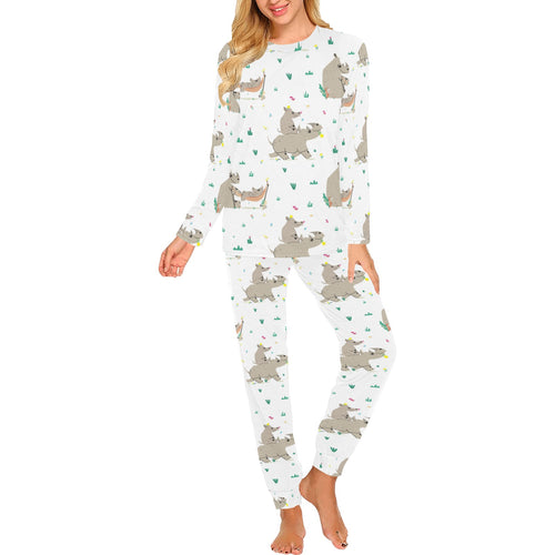 Cute Rhino pattern background Women's All Over Print Pajama Set