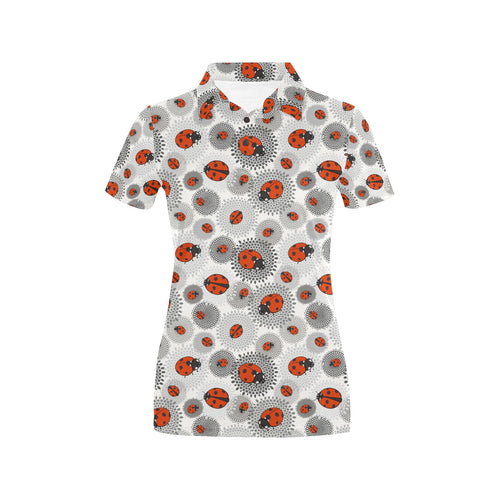 Ladybug Pattern Print Design 05 Women's All Over Print Polo Shirt
