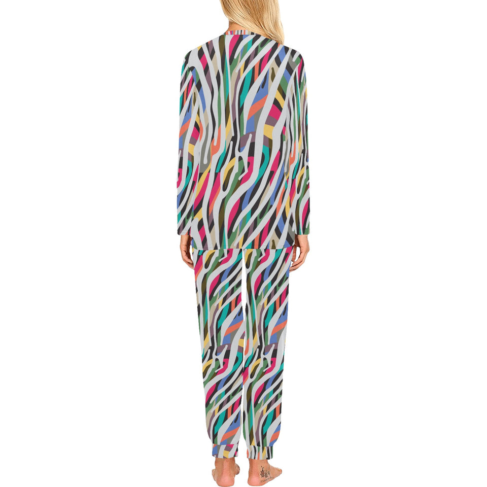 Colorful zebra skin pattern Women's All Over Print Pajama Set