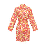 Tropical grapefruit pattern Women's Long Sleeve Belted Night Robe