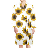 Sunflower pattern Men's Long Sleeve Belted Night Robe