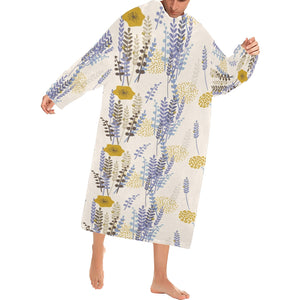 Lavender modern pattern blackground Blanket Robe with Sleeves