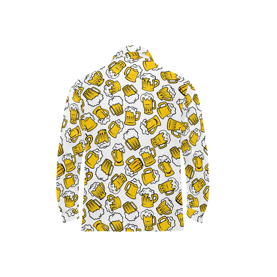 Beer design pattern Men's Long Sleeve Polo Shirt