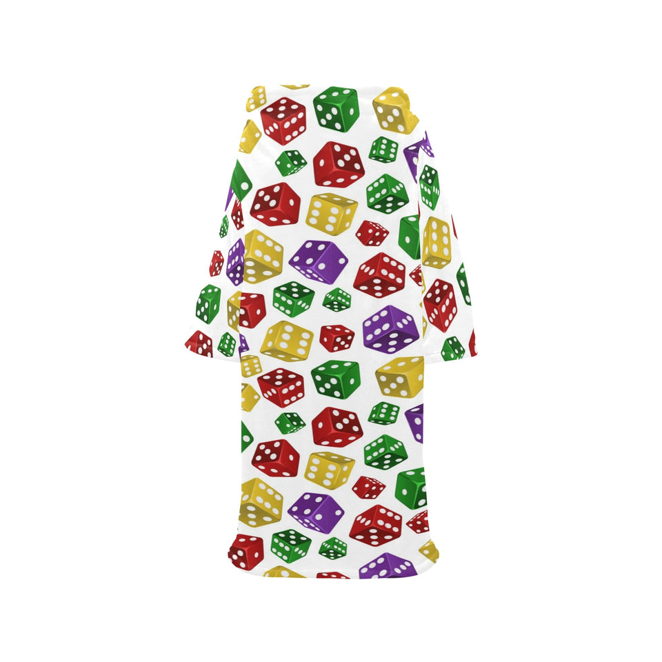 Dice Pattern Print Design 03 Blanket Robe with Sleeves