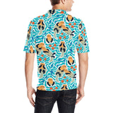 Cute sea otters fishe sea urchin pattern Men's All Over Print Polo Shirt