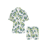 blueberry white background Women's V-Neck Short Pajama Set