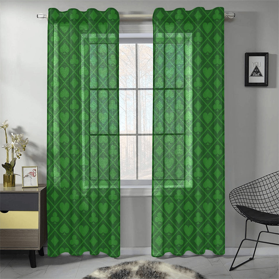 Casino Cards Suits Pattern Print Design 04 Gauze Curtain