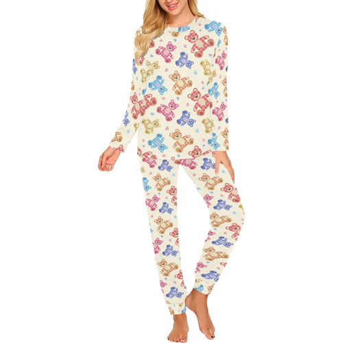 Teddy Bear Pattern Print Design 05 Women's All Over Print Pajama Set
