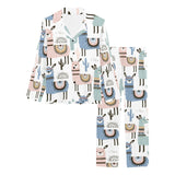 lama Alpaca cactus hand drawn pattern Women's Long Pajama Set