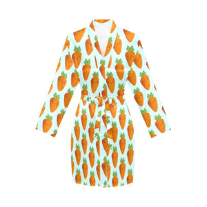 Carrot Pattern Print Design 03 Women's Long Sleeve Belted Night Robe