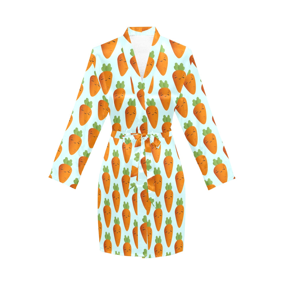 Carrot Pattern Print Design 03 Women's Long Sleeve Belted Night Robe