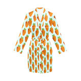 Carrot Pattern Print Design 03 Women's Long Sleeve Belted Night Robe