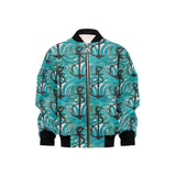 Anchor nautical green background Kids' Boys' Girls' Bomber Jacket