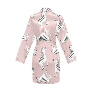 Cute zebra pattern Women's Long Sleeve Belted Night Robe