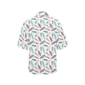 Surfboard Pattern Print Design 04 Women's All Over Print Hawaiian Shirt