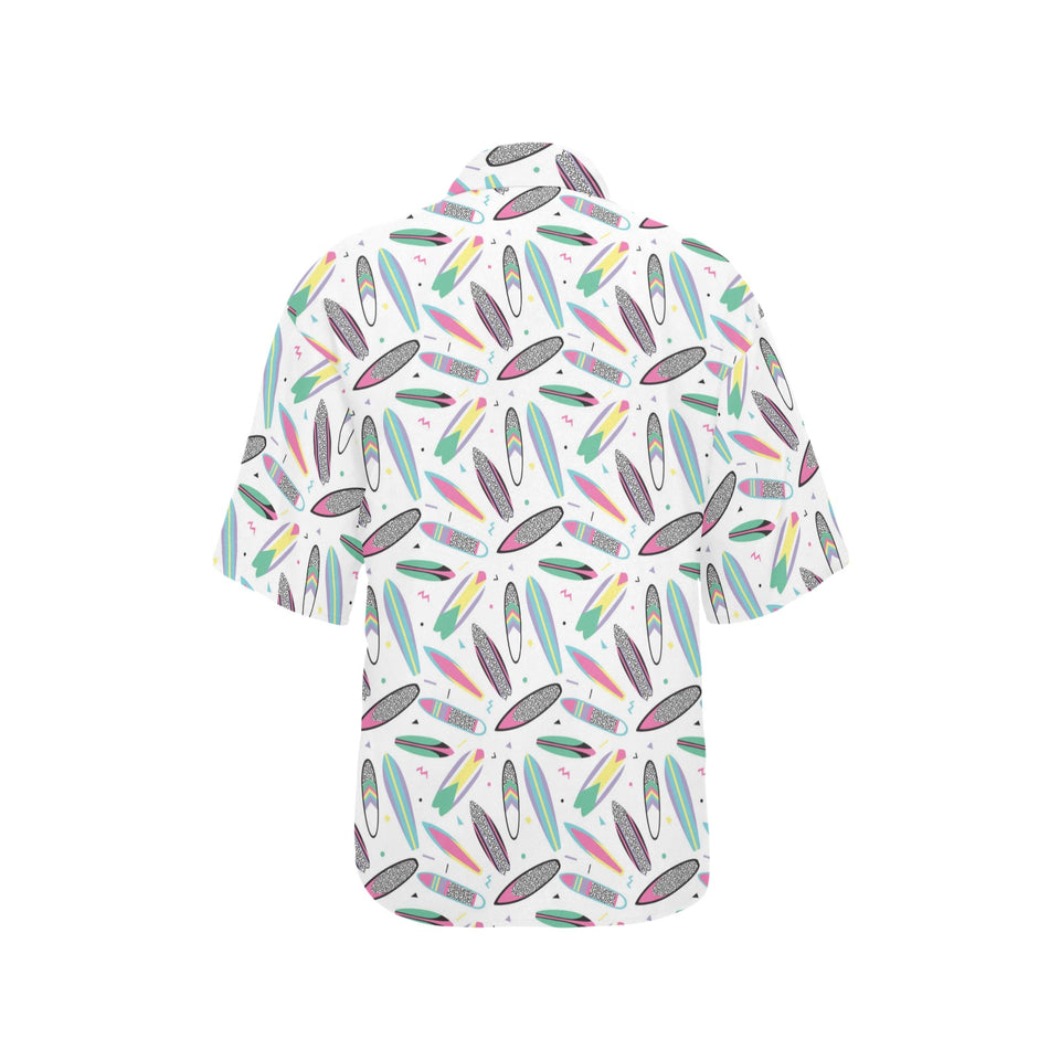 Surfboard Pattern Print Design 04 Women's All Over Print Hawaiian Shirt