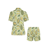 Durian leaves pattern background Women's V-Neck Short Pajama Set