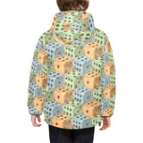 Dice Pattern Print Design 05 Kids' Boys' Girls' Padded Hooded Jacket