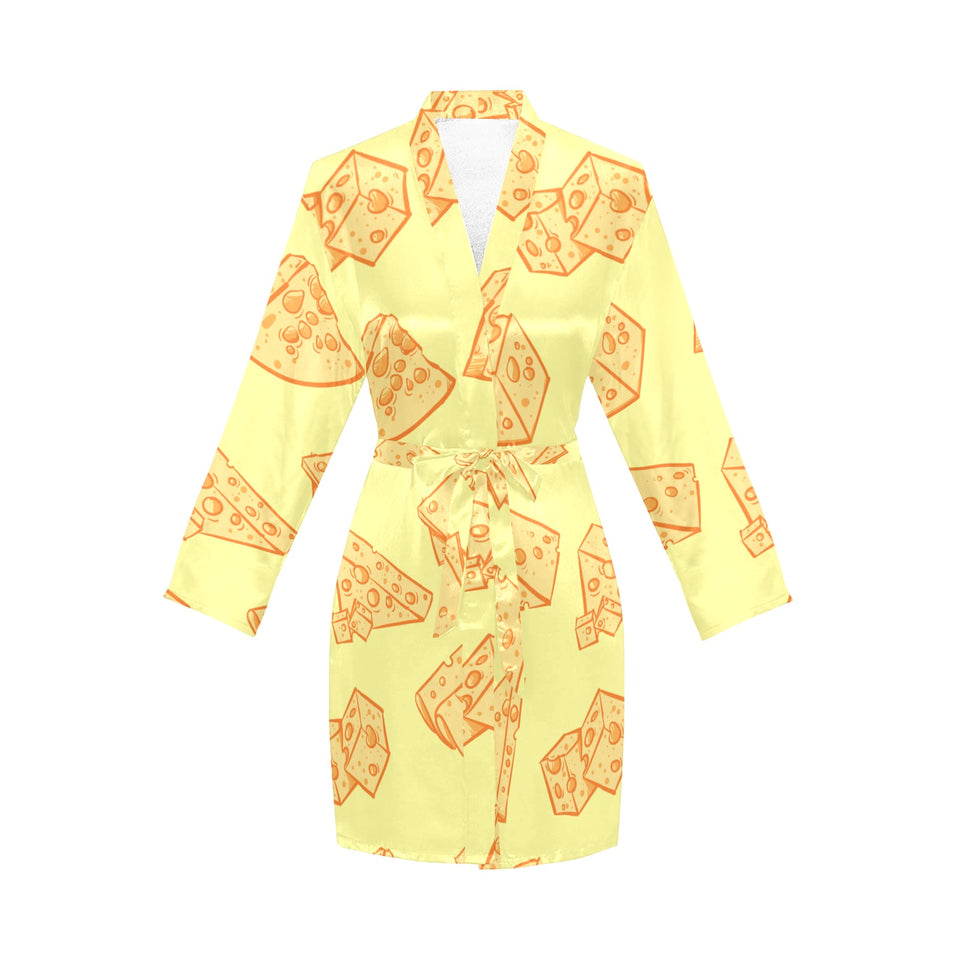 Cheese design pattern Women's Long Sleeve Belted Night Robe