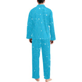 Airplane destinations blue background Men's Long Pajama Set
